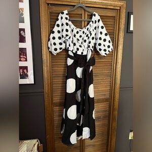 New York & Company off the shoulder polka dot dress